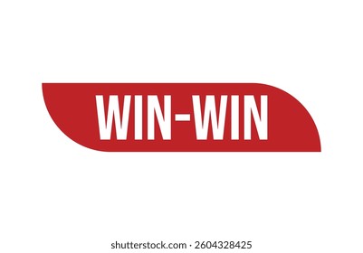Red banner win-win isolated on white background.