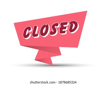 Red banner with the word CLOSED. Simple stock vector illustration
