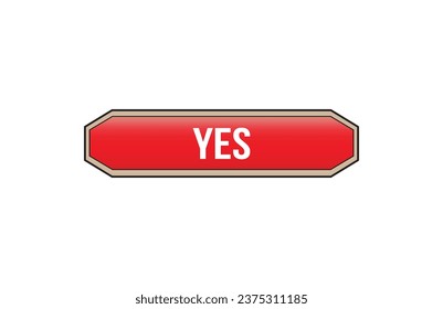 Red banner Yes on white background.