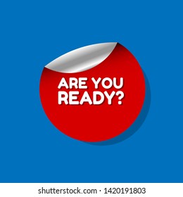 red banner - are you ready? - label,sticker,tag 