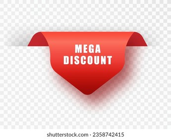 Banners rojos con ofertas de mega descuento. Etiquetas de descuento para etiquetas de descuento especiales de mercado.