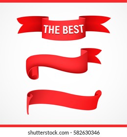 red banners, isolated on white background. Vector illustration.