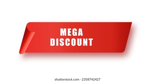 Red banners . Mega discaunt vector design template. Banner sale tag. Market special offer discount label.