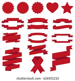 Red banners on white background