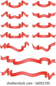 Red banners set  - vector illustration. Fully editable, easy color change.