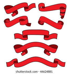 Red banners set. Vector image.