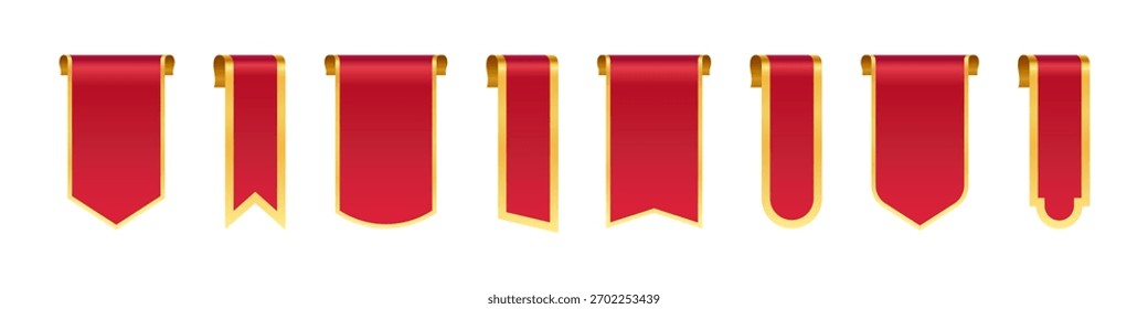 Red banners, vector illustration in flat style with ribbon and scroll elements