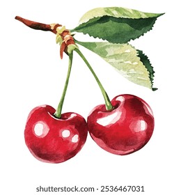 vermelho barbados Cereja fruta aquarela clipart ilustração