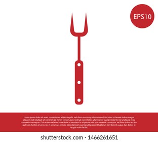 Red Barbecue fork icon isolated on white background. BBQ fork sign. Barbecue and grill tool. Vector Illustration