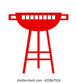Red Barbecue Grill Icon Vector