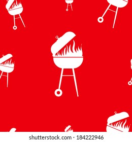 Red barbecue seamless pattern. Great as BBQ or grill design background.