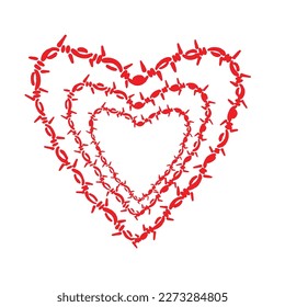 Red Barbed wire shaped heart