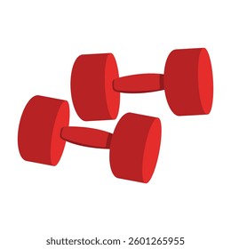 red barbell for weight lifting isolated on white background