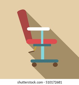 Red barber chair icon. Flat illustration of red barber chair vector icon for web