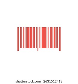Rotes Barcode-Symbol einzeln auf weißem Hintergrund. Vektorgrafik