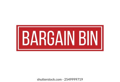 Ilustración vectorial roja del sello del sello de goma de BARGAIN BIN aislada en el fondo blanco