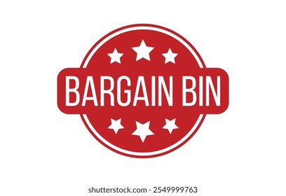 Ilustración vectorial roja del sello del sello de goma de BARGAIN BIN aislada en el fondo blanco