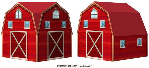 Red barn in 3D design illustration