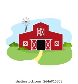 Celeiro vermelho. agricultura. ilustração vetorial