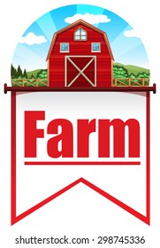 Red barn background on flag template