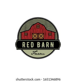 Red Barn Farm House Badge Logo Design