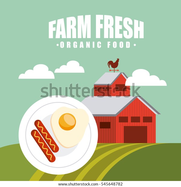 Red Barn Fresh Food Over Farm Stock Vector Royalty Free 545648782