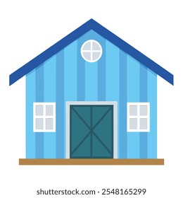 Ilustración de la casa del granero rojo. Vector plano aislado de casa de campo sobre fondo blanco.