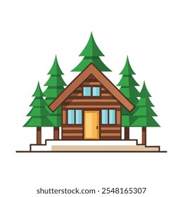 Red barn house illustration. Flat vector isolated of farmhouse on white background.