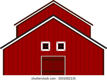 Ilustración de la casa Red Barn Vector sobre fondo blanco