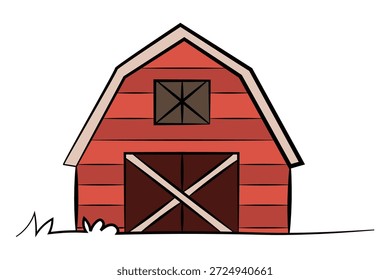 Red barn isolated on white background