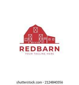 Red Barn Logo Template. Farm Vector Design. Building Illustration