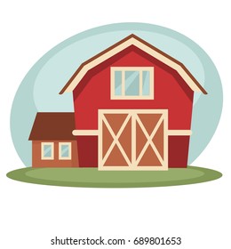 Red barn on farm