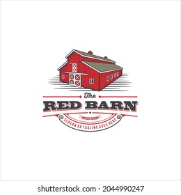 Red Barn Ranch Farm Logo Design Vector Image