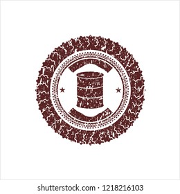 Red barrel icon inside rubber grunge stamp