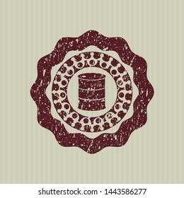 Red barrel icon inside rubber stamp with grunge texture