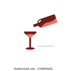 red bartender sign vector flat ilustration icon 