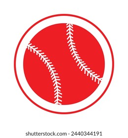 Red Baseball ball icon isolated on white background. Circle white button. Vector Illustration. EPS file 202.