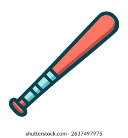 red baseball bat sport accessories flat color vector illustration template design