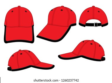 Red Baseball Cap Design Black Edging