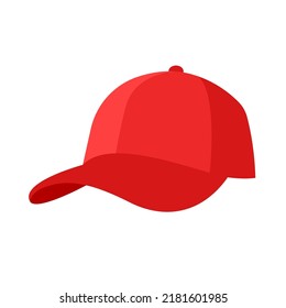 Red baseball cap Icon vector illustration flat style logo design