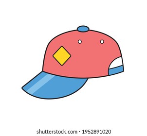 Red baseball cap isolated cartoon vector icon