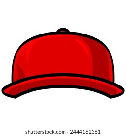 Gorra de béisbol roja Snapback Red Hat Ilustración vectorial de dibujo