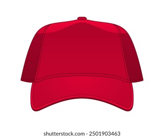 Gorra de béisbol roja. Ilustración vectorial.