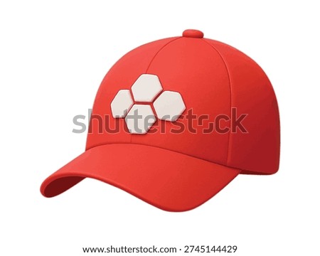 Red Baseball Cap with White Hexagon Logo