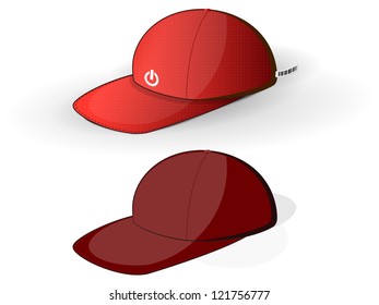 red baseball caps on a white background