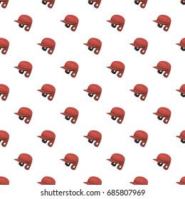 Red baseball helmet pattern seamless repeat in cartoon style vector illustration