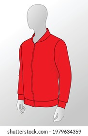Red Baseball Jacket Template Vector On White Background