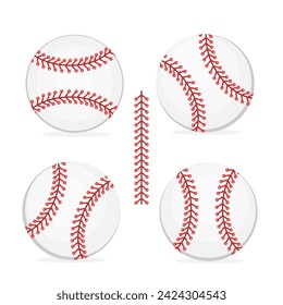 Red Baseball Stitches. Softball laces set. Vector illustration