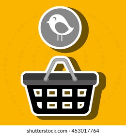 red basket and bird  isolated icon design, vector illustration  graphic 