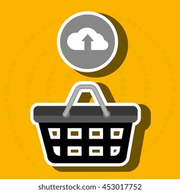 red basket and cloud isolated icon design, vector illustration  graphic 